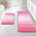 OLANLY Bathroom Rug Set 2 Piece, Soft Absorbent Microfiber Bath Rug Set, Non-Slip, Machine Wash Dry, Plush Shaggy Bath Mats for Bathroom (47"x20"+24"x16", Pink)