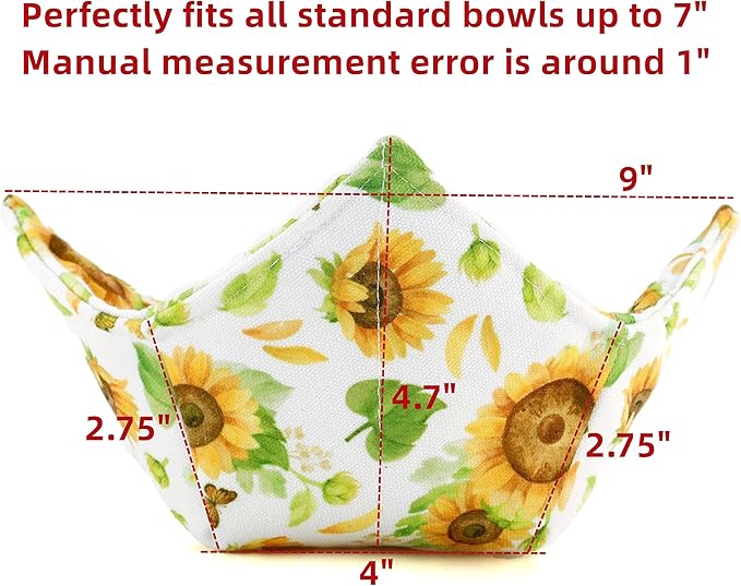 ROGITU Cotton Microwavable Bowl Cozy, Microwave-Safe Hot Bowl Holders, Soup Bowl Cozy Bowl Hot Pads (I)