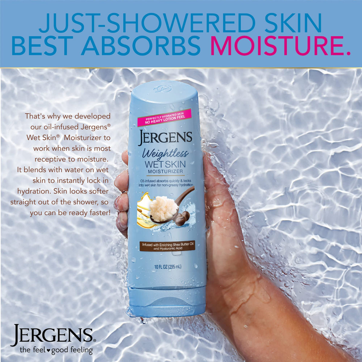 Jergens In Shower Lotion For Dry Skin, Wet Skin Moisturizer, 10 fl oz