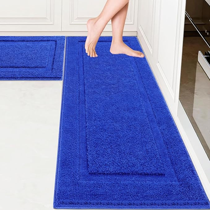 SHACOS Super Soft Bathroom Rugs Set of 2 Pieces 20x32 inch Microfiber Bath Mat Non Slip Plush Bath Rug Absorbent Bathroom Carpet Machine Wash Dry, Royal Blue