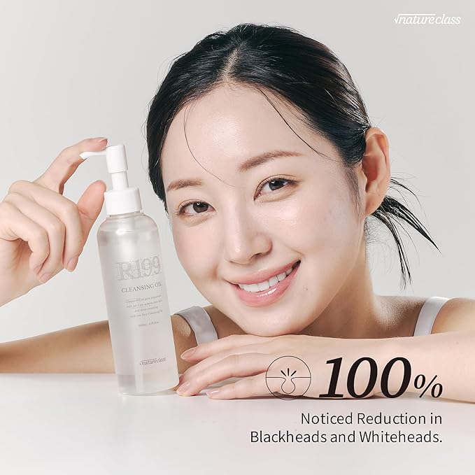 NATURECLASS R199 Rice Cleansing Oil Face Cleanser Korean Skincare Makeup Remover Oil Cleanser for Face Blackhead Remover Pore Control Double Cleansing Sensitive Skin 6.76 fl oz