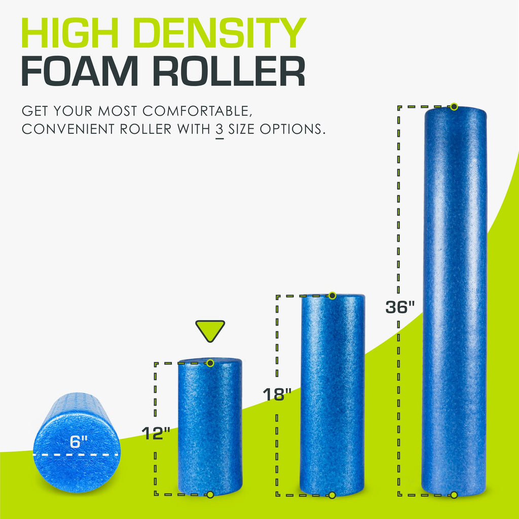 ProsourceFit High Density Foam Rollers 12 - inches long, Firm Full Body Athletic Massager for Back Stretching, Yoga, Pilates, Post Workout Trigger Point Release, Blue