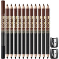 Noerrors 12Pcs Barber Pencil Set Hairline Enhancement Pencils Kit for Lineup Magic Beard Shaping Beard Guide Pen with Sharpener Barber Chalk for Beard Makeup Design for Men Black Tan Brown