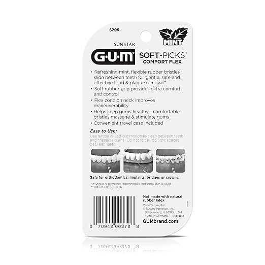 GUM Soft-Picks Comfort Flex Mint – Easy-to-Use Interdental Picks for Plaque Removal & Gum Health with Convenient Carry Case, Dentist Recommended, 80 Count