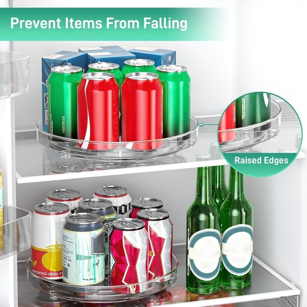 Optish 4 Pack Lazy Susan Organizer, 9.5 Inch Lazy Susan Turntable for Cabinet, Refrigerator Organizer for Pantry Organizers and Storage, Non-Skid Fridge Organizer