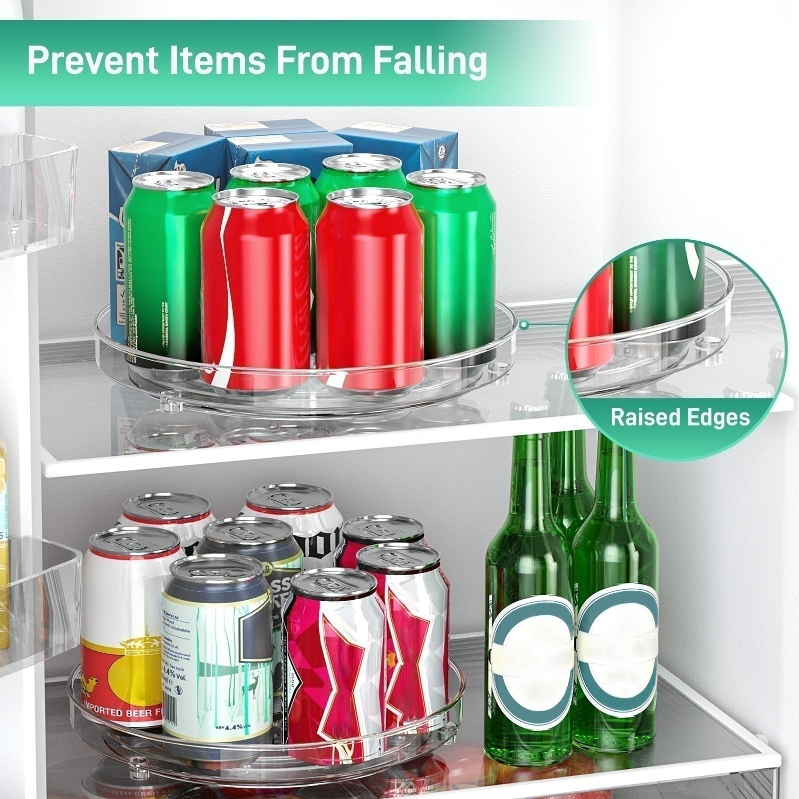 Optish 4 Pack Lazy Susan Organizer, 9.5 Inch Lazy Susan Turntable for Cabinet, Refrigerator Organizer for Pantry Organizers and Storage, Non-Skid Fridge Organizer