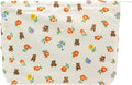 PAZIMIIK Floral Makeup Bag Large Cotton Zipper Pouch for Purse Travel Canvas Make Up Organizer for Women Cosmetic,Flower Bear White