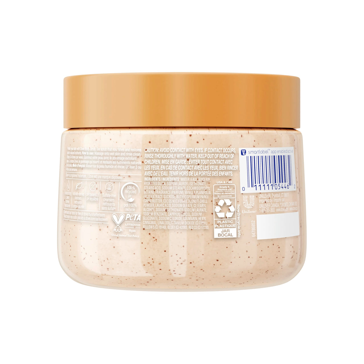 Dove Vanilla Sugar & Shea Butter Body Scrub Exfoliates and Deeply 15 oz