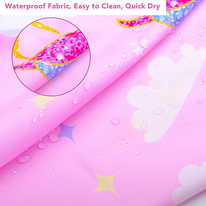 PAMAID Kids Haircut Cape Waterproof Barber Cape Cover, Unicorn Hair Cutting Cape for Girls with Adjustable Snap Closure (Unicorn)