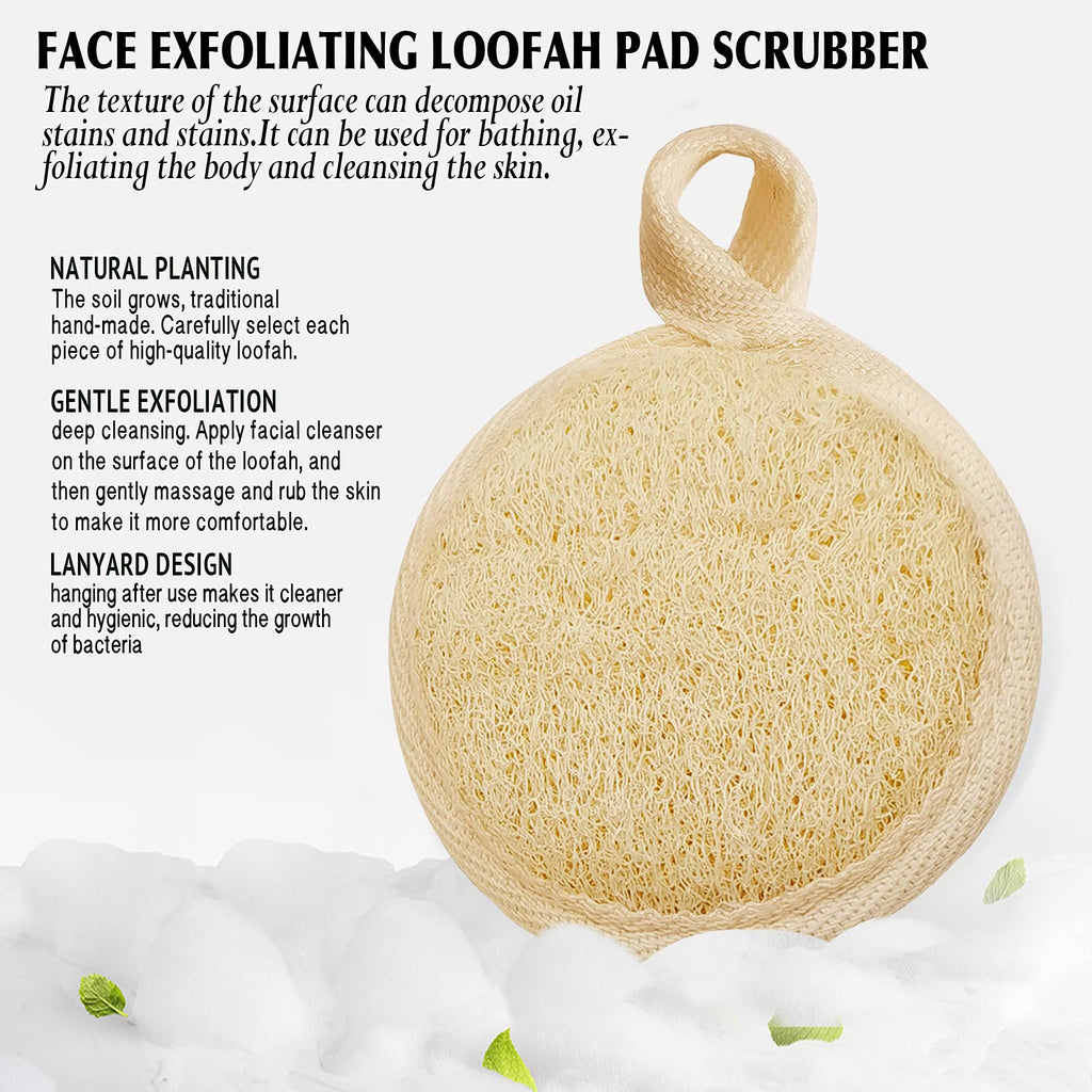 YIQINGJIE Natural Loofah Exfoliating Face Scrubber (6Pack), Facial Scrubber Loofa Pads,Clean Blackheads Without Hurting The Skin, Luffa for Women and Men,Beige