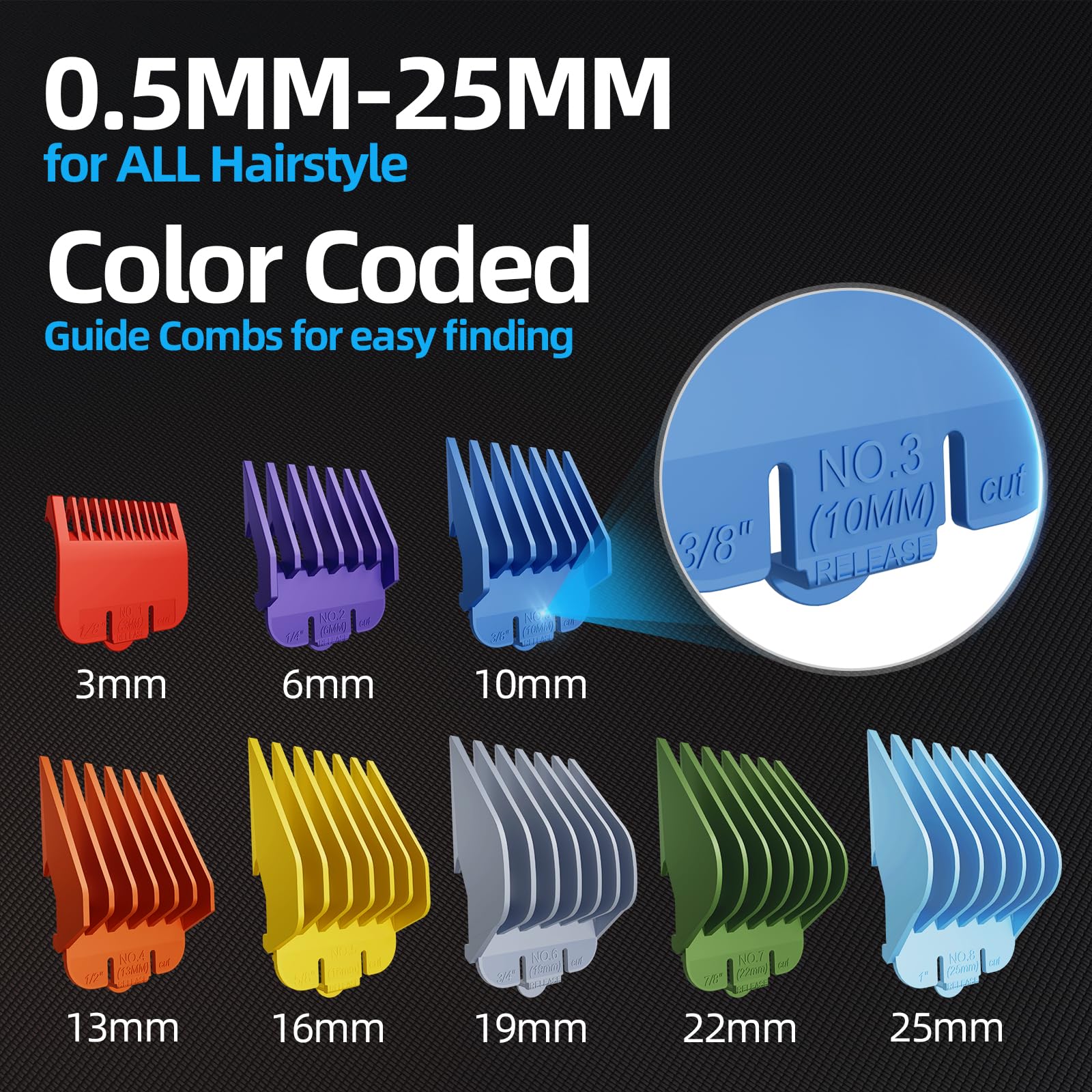 Chicclly Low Noise Hair Clippers for Men & Women with 10 Color Guide Combs