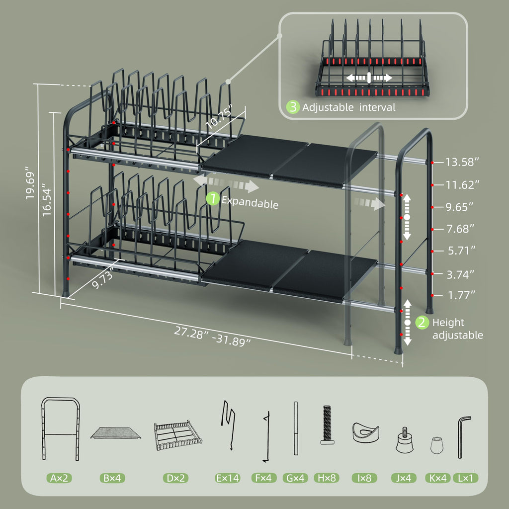 NETEL Expandable Under Sink Organizer，Pot and pan Organizer Under Cabinet