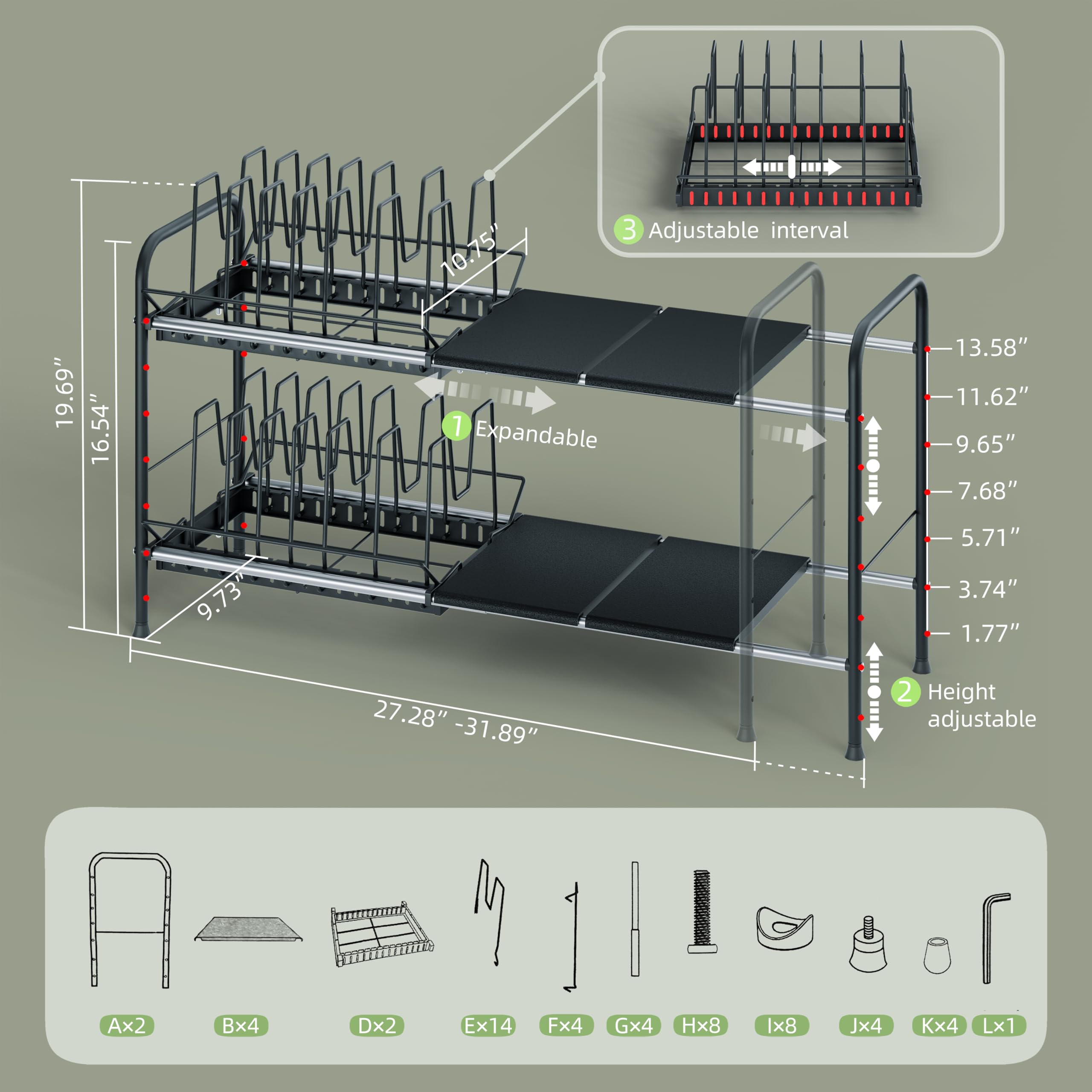 NETEL Expandable Under Sink Organizer，Pot and pan Organizer Under Cabinet