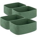 OIASKET 4 Pack Small Storage Shelf Baskets for Organizing, Mini Woven Rope Storage Bins for Towels, Cute Decorative Closet Organizer，Baby Nursery, Gift Empty Baskets -11.81''Lx7.87''Wx4.72''H-Green