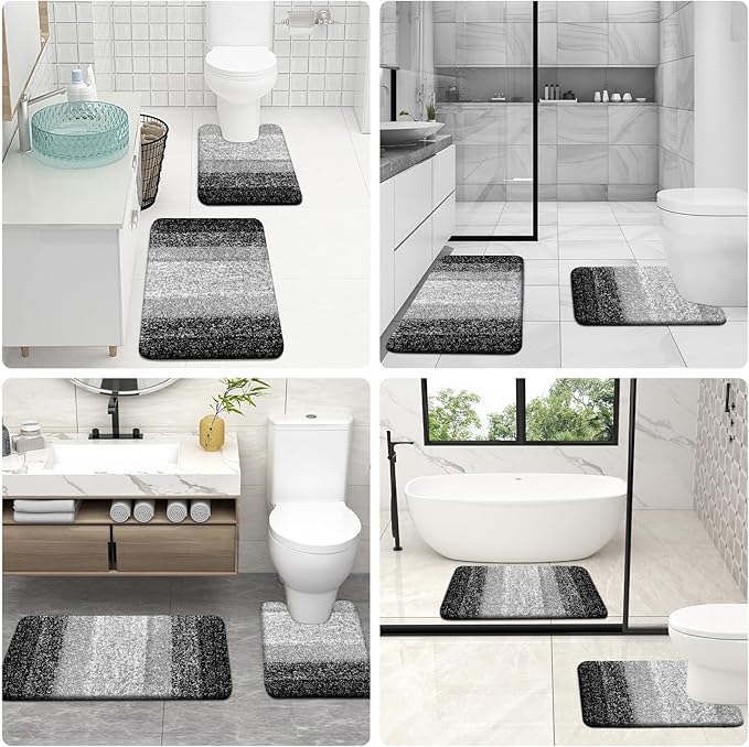 OLANLY Microfiber Bathroom Rugs Sets 3 Piece, 30"x20"+24"x16"+24"x20"