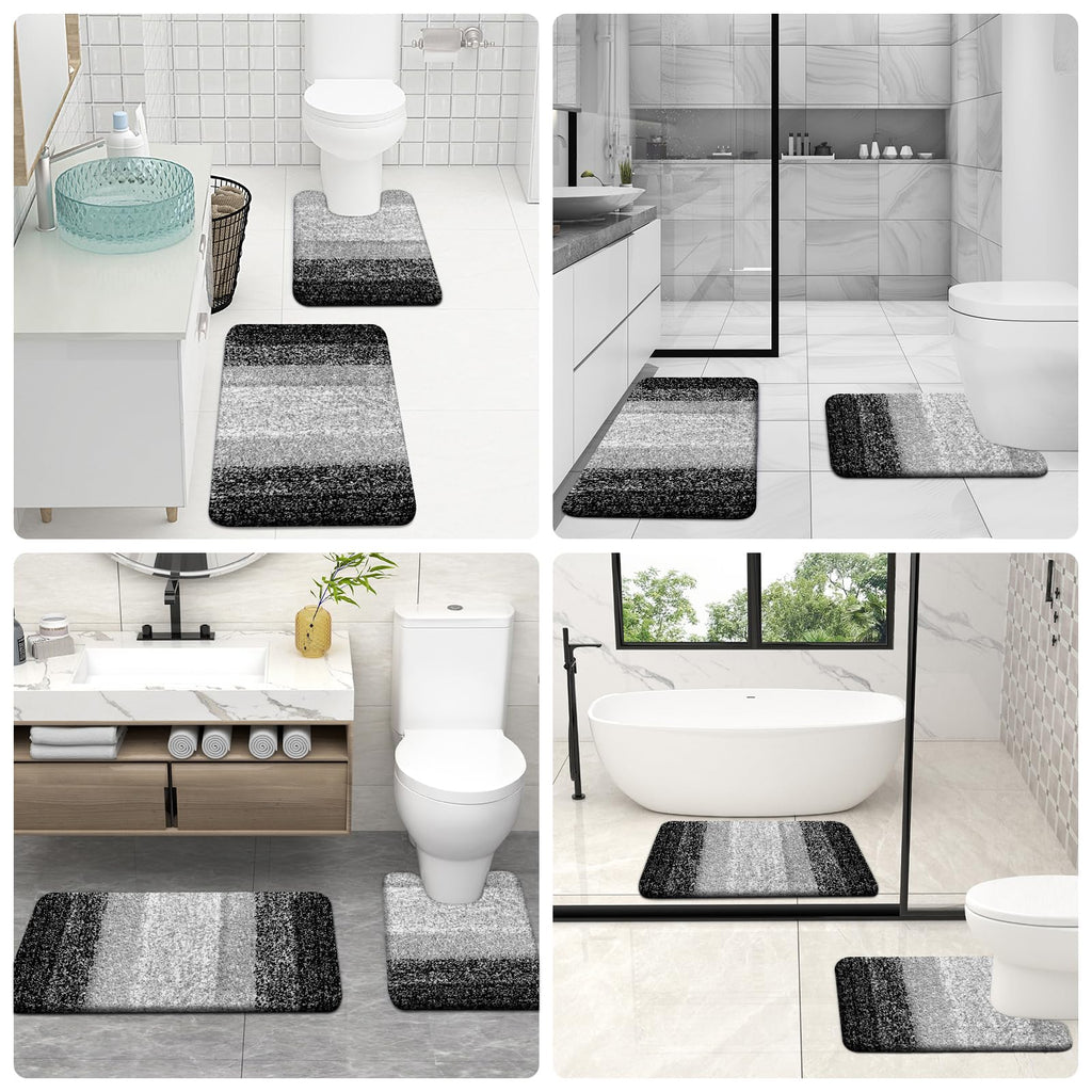 OLANLY Micorfiber Bathroom Rug Set 2 Piece, 30"x20"+U-Shaped 24"x20"
