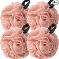 Loofah Sponges for Shower,Exfoliating Cleaning Bath Loofa Body Scrubber Balls for Women Men Washing,All Pink 4 Pack