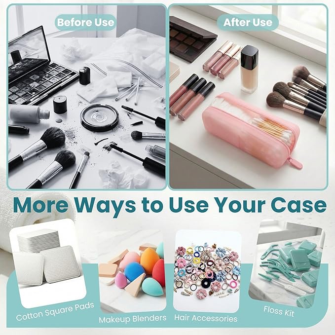 Cotton Pad Swab Travel Case, 2-in-1 Waterproof Organizer, VISFRESH (Pink)