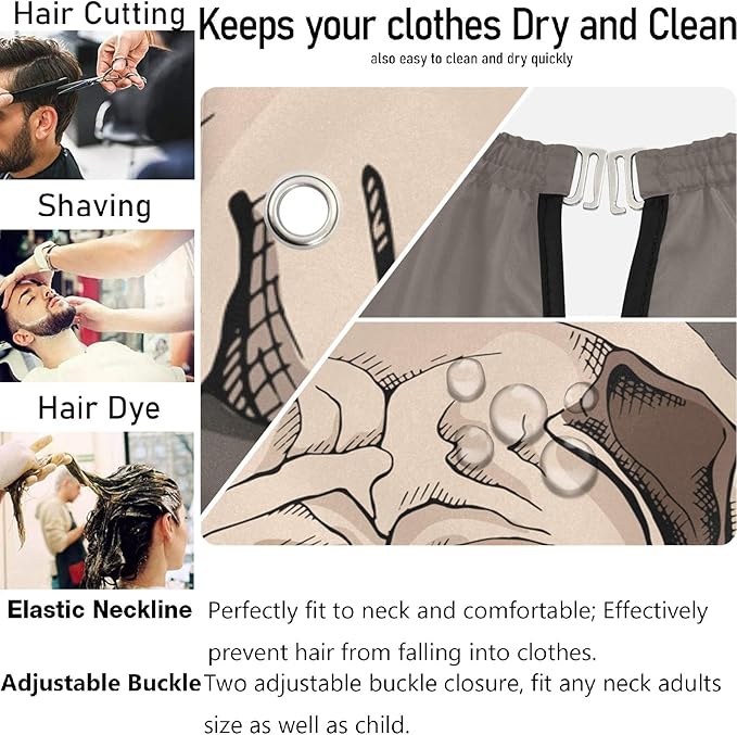 visesunny Barber Cape Pug Puppy Cartoon Animal Polyester Hair Cutting Salon Cape Apron Anti-Static Haircut Shaving Cloth Beard Shaving Bib Hairdressing Cape