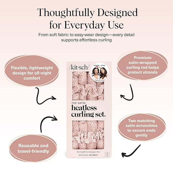 Kitsch Satin Heatless Curls Overnight Set - Micro Dot