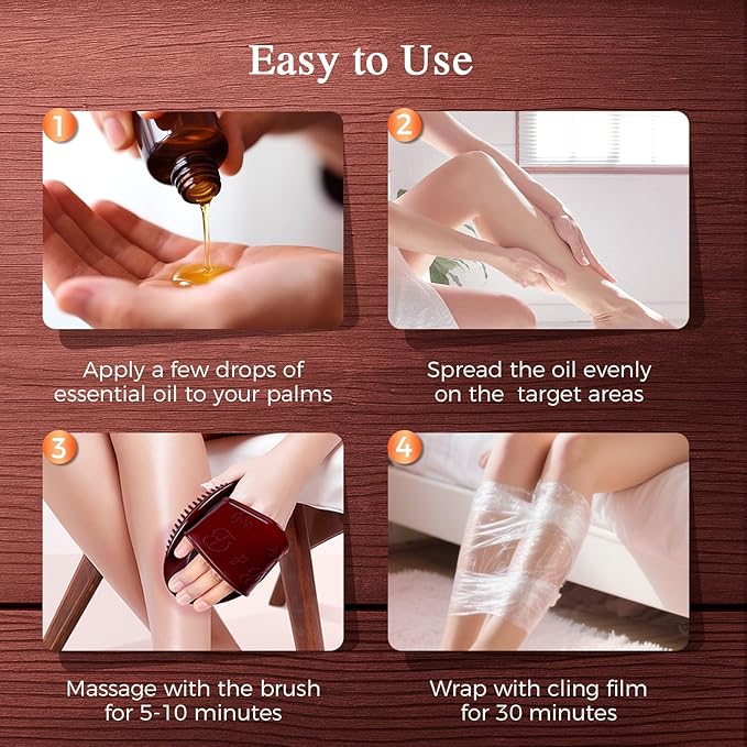 Meridian Brush, Wood Therapy Massage Tools with Essential Oil
