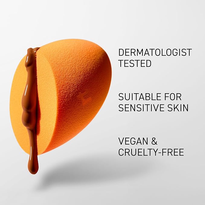 Real Techniques Miracle Complexion Sponge, 4 Pack, For Applying Liquid & Cream Foundation, Skin Tint & Concealer, Makeup Blending Sponge, Natural Finish, Latex-Free & Cruelty-Free