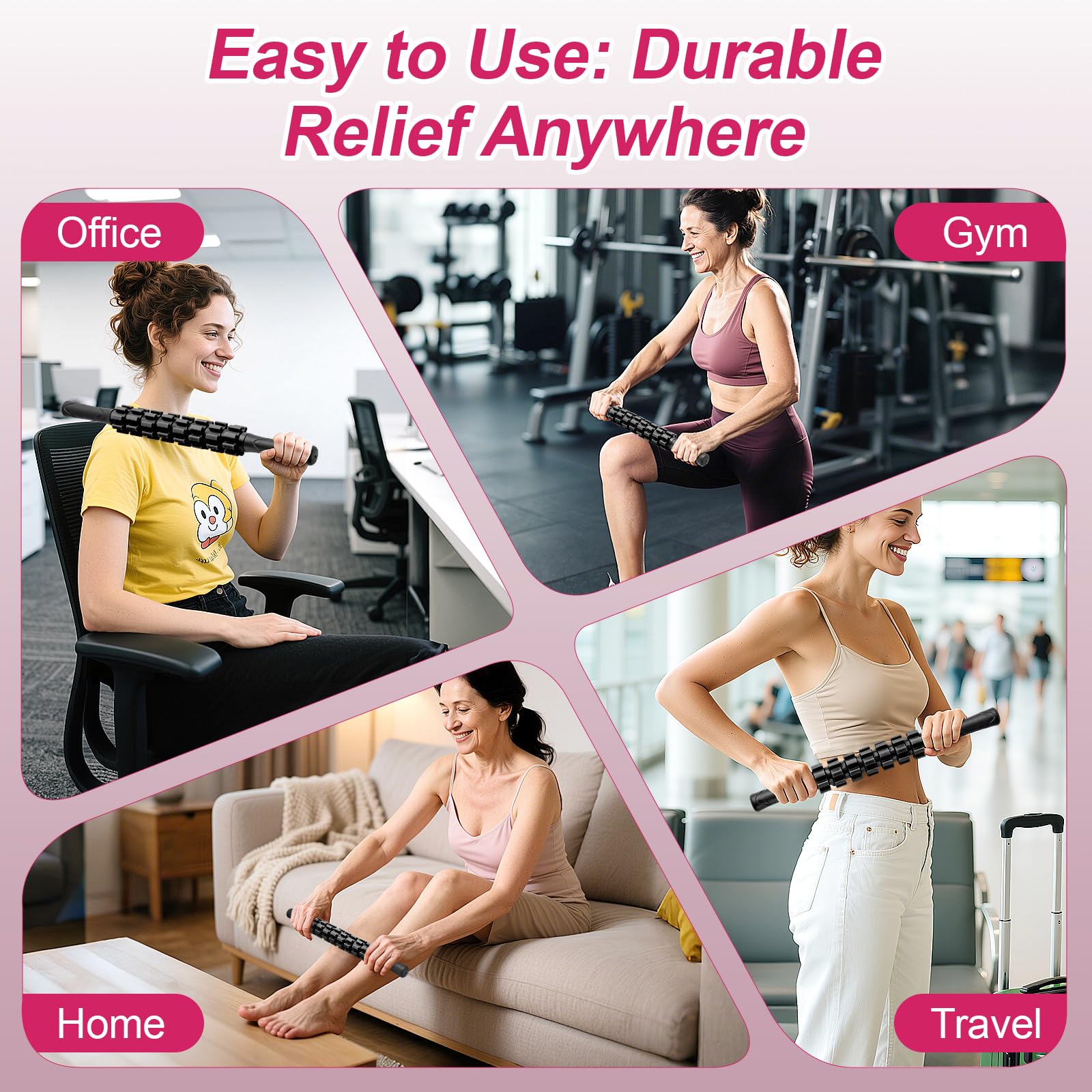 ZanLLW Muscle Roller Stick, Muscle Roller, Liposuction Massage Roller for Lymphatic Drainage, Massager Stick for Relief Muscle Soreness, Trigger Points, Help Exercise Runner Legs, Back Recovery