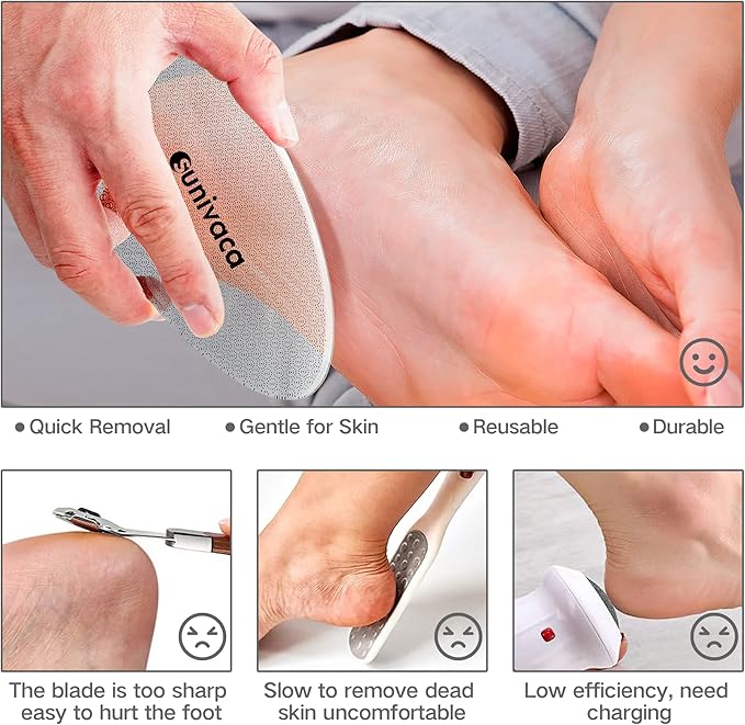 Sunivaca Glass Foot File Callus Remover for Feet, Heel Scraper, Pumice Stone, Diabetic Feet Scrubber Dead Skin Remover for Feet Professional Pedicure Tools