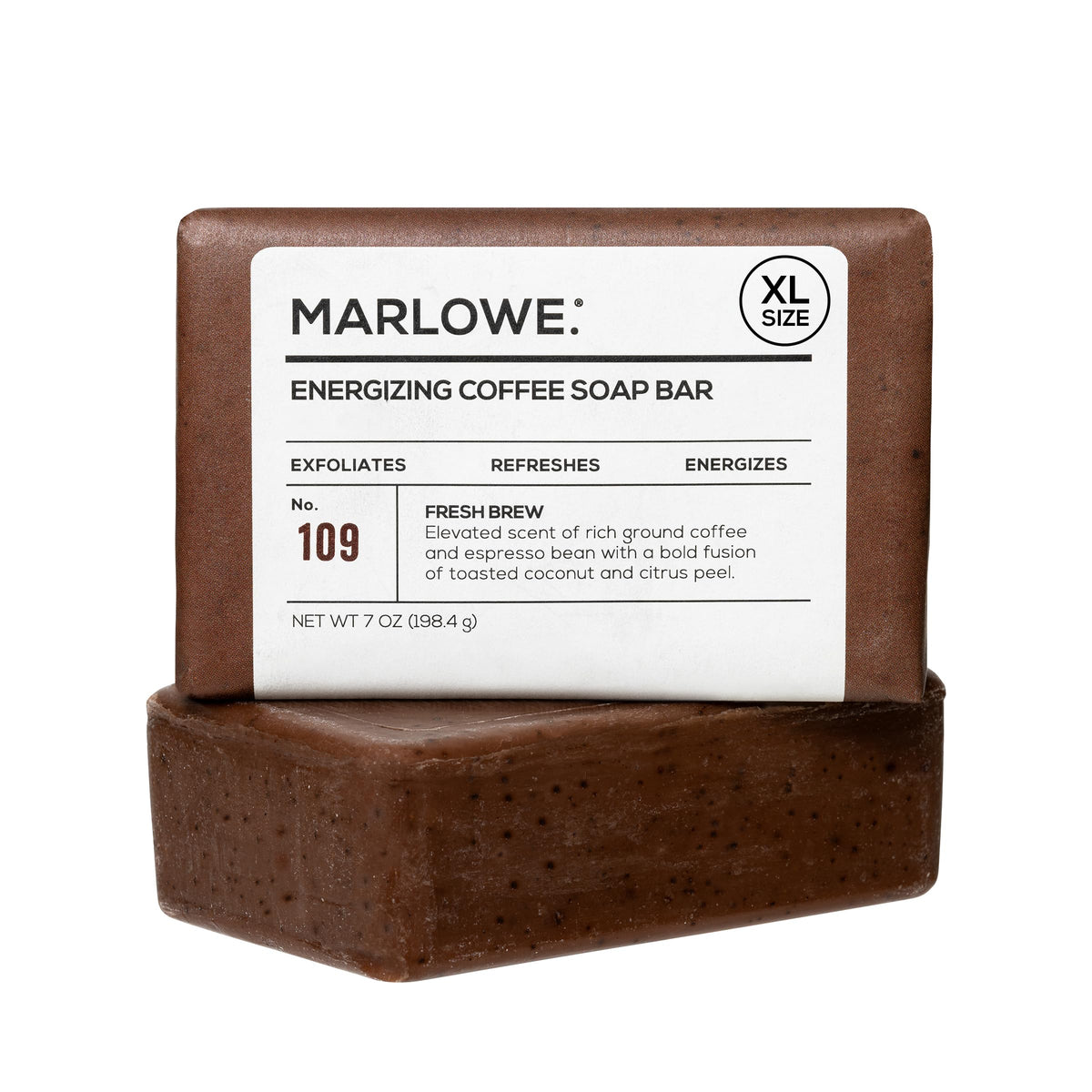 MARLOWE. Coffee Bar Soap, Exfoliating Body Scrub for Men, 7 oz (3 Bars)