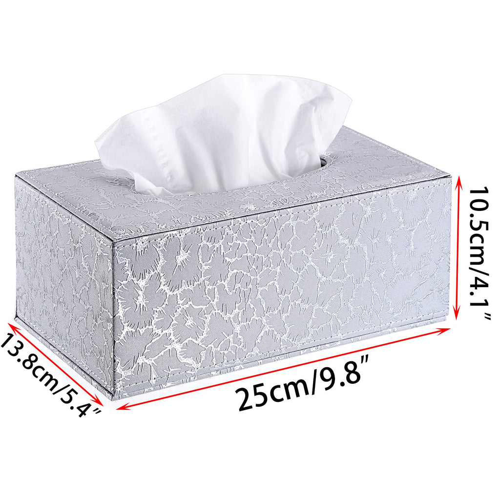 Sumnacon Rectangle Tissue Box Cover with Magnetic Bottom,Whaterproof,Silver
