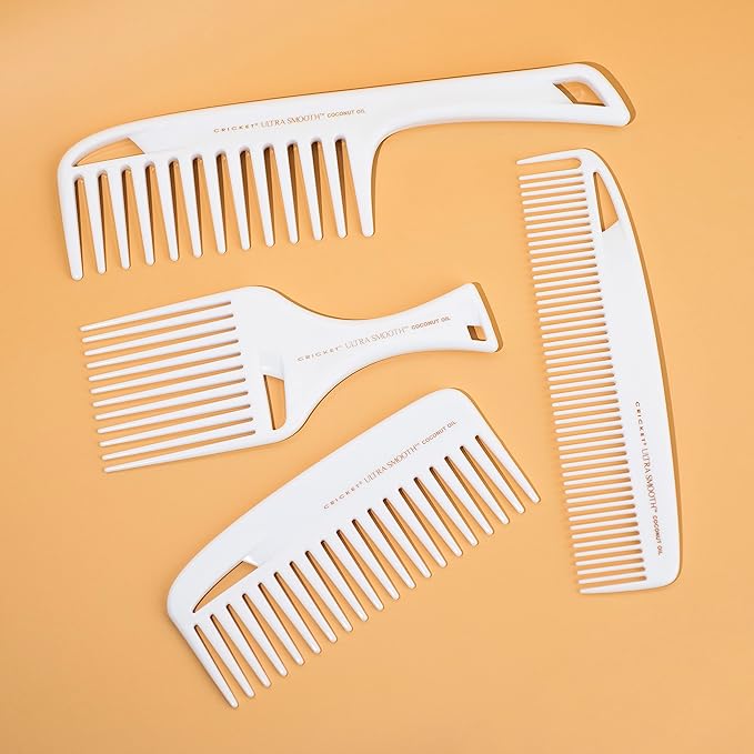 Cricket Ultra Smooth Coconut Dressing Comb - Infused with Coconut Oil & Keratin for Frizz-Free Shine, Ideal for Styling, Smoothing, and Cutting Shorter Hair