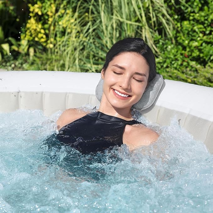 Bestway 2 Pack SaluSpa Padded Headrest Pillows with Adjustable Strap to Adjust Height, Washable Mesh Cover, Compatible with SaluSpa Hot Tubs, Gray
