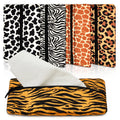 Sherr 5 Pcs Tissues Purse Pocket Holder Reusable Travel Pouch Fabric Zipper Enclosed Small Size Leopard and Zebra Print Pattern Tissue Holder for Purse Coins for Christmas
