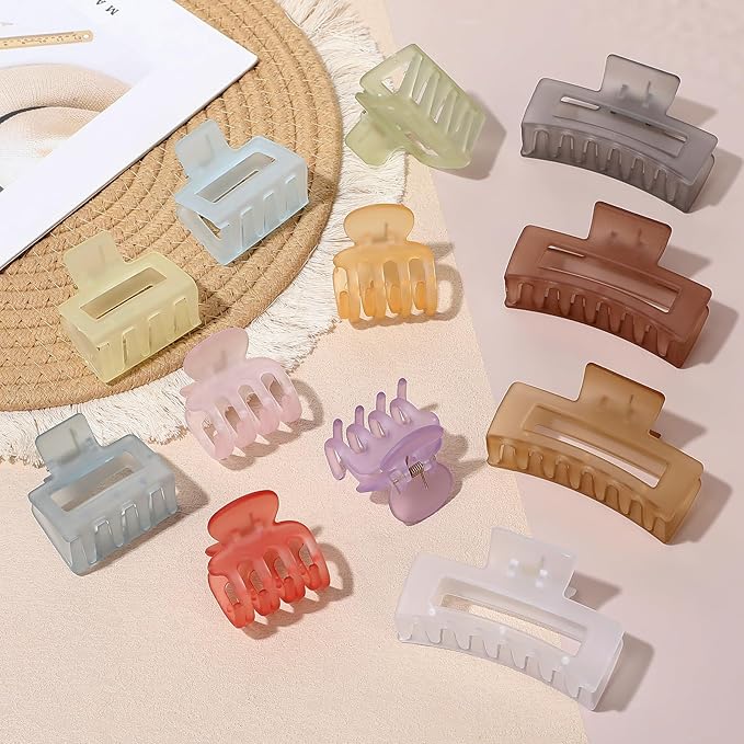 SMKSL 3 Styles Hair Clips for Women Small Medium Big Claw Clips for Thin Thick Hair 12 Pcs Hair Claw Clips Hair Clips Combination Hair Accessories for Women (Ice Cream)