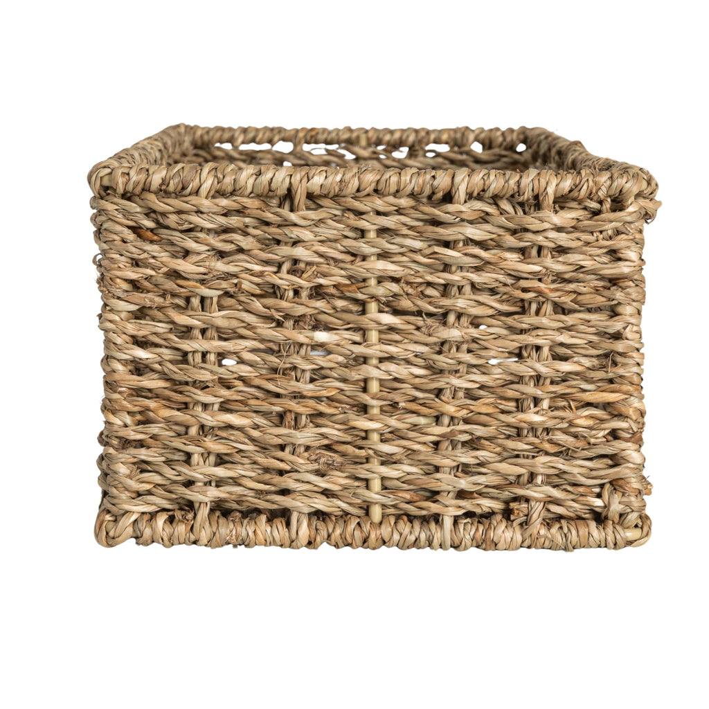 Household Essentials Handwoven Seagrass Rectangular Storage Basket, Natural