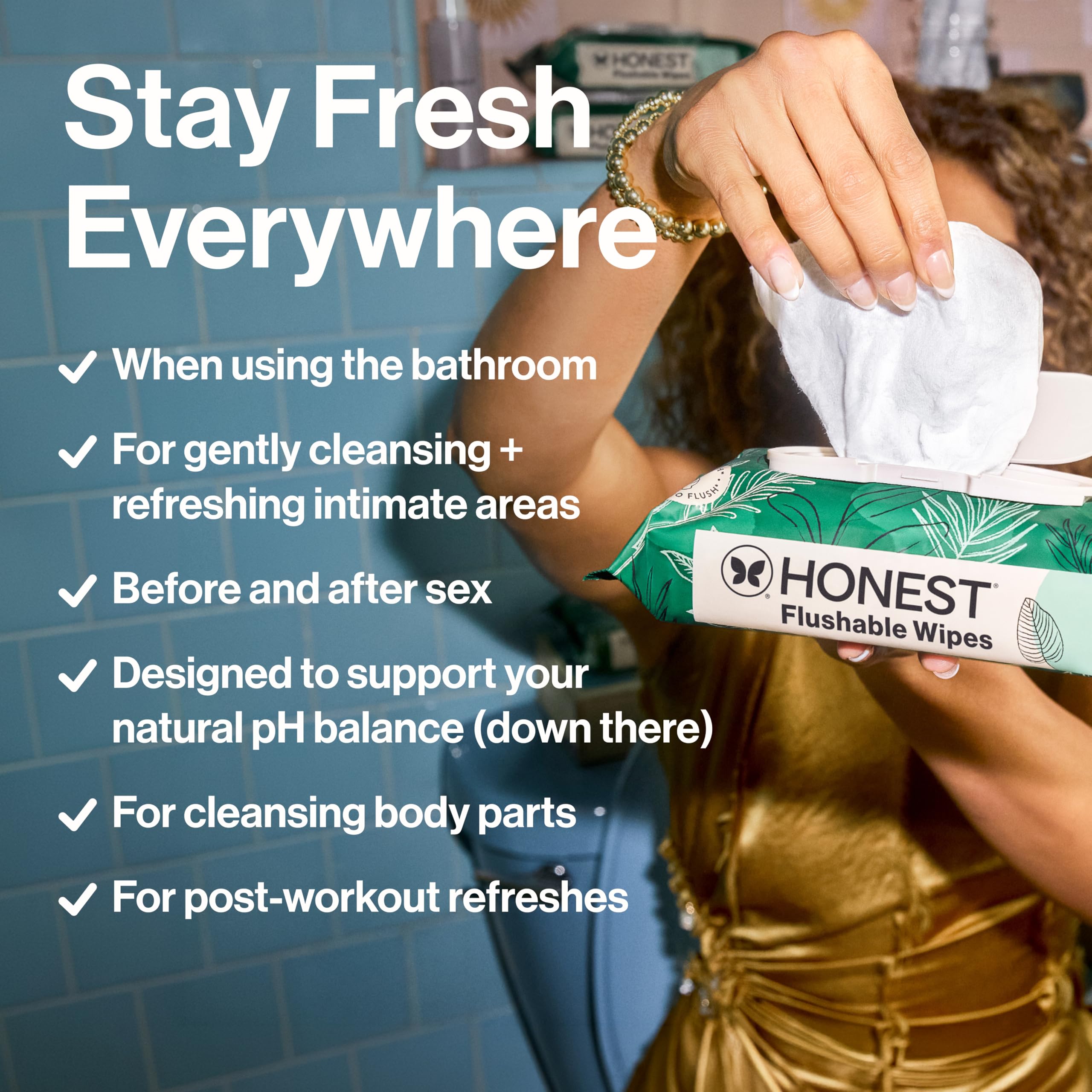 The Honest Company Flushable Wipes, Hypoallergenic, Tropical Leaves, 336ct