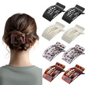 8 Pack French Flat Hair Clips for Women – Large Matte No-Slip Claw Barrettes for Thick & Thin Hair, Strong Hold Styling Accessories (Leopard Black and White)
