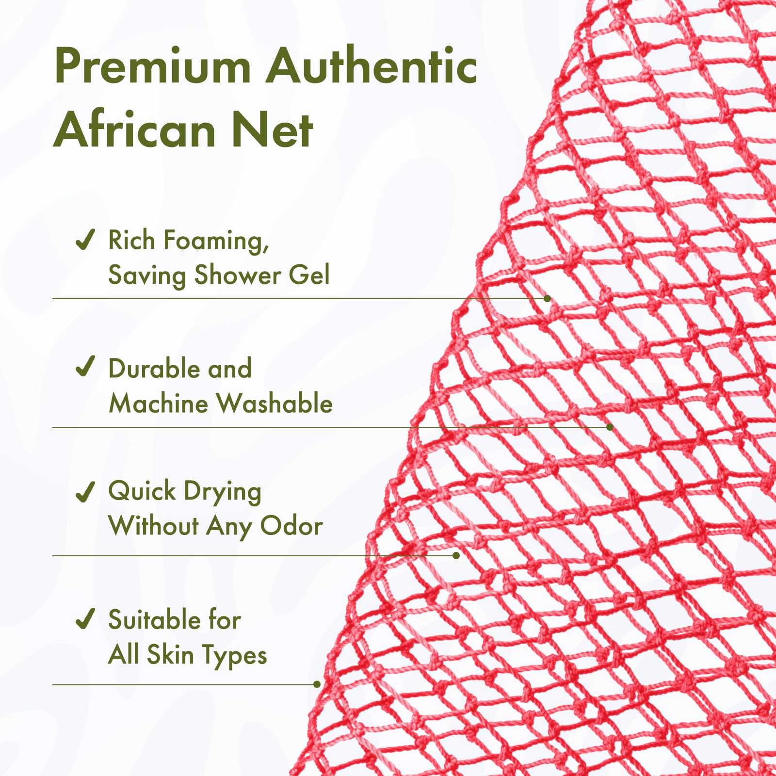 Bathway African Net Sponge Authentic, 47 inches Exfoliating Body Scrubber, Back Scrubber for Shower, African Bath Sponge with Knots, Durable Loofah Washcloth for Women & Men Daily Use