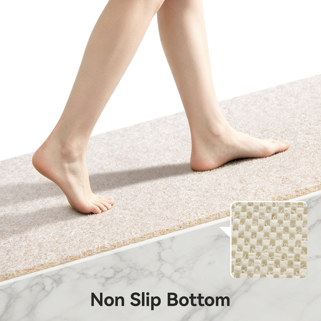 Asvin Soft Textured Bath, Shower, Tub Mat, 47x16 Inch, Phthalate Free, Non Slip Comfort Bathtub Mats with Drain, PVC Loofah Bathroom Mats for Wet Areas, Quick Drying