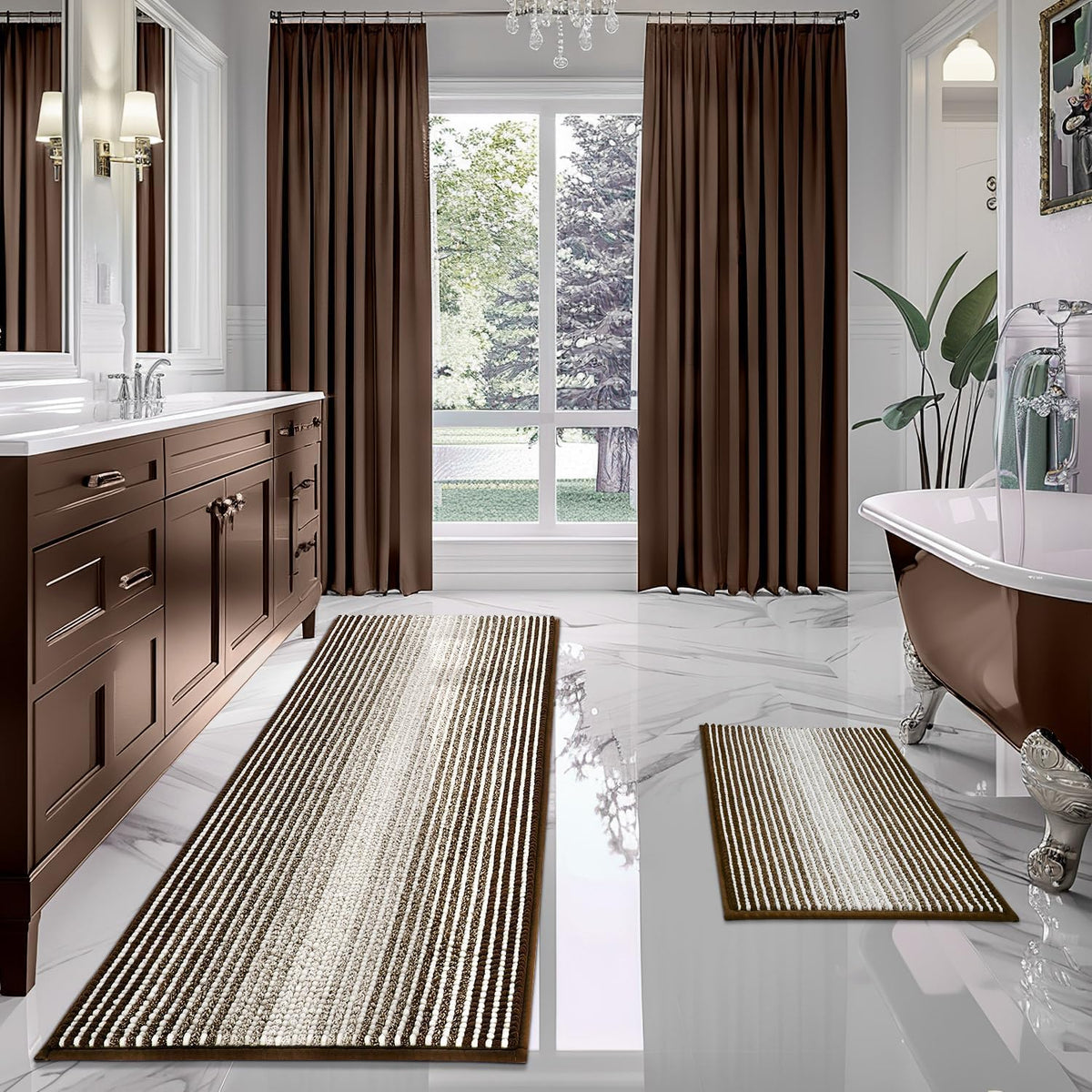 BSICPRO Bathroom Rugs Sets 2 Piece, Non Slip Bath Mats, Lavender Purple