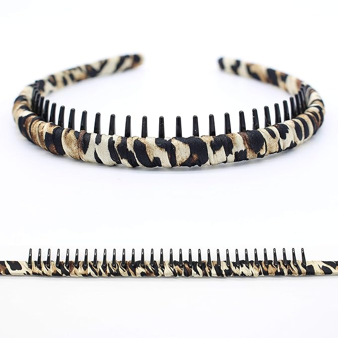 JOBAND Leopard Print hairbands,hair Headbands for women,Fashion Hair Accessories,Non-slip Resin comb teeth hair hoop ((Pack of 4))