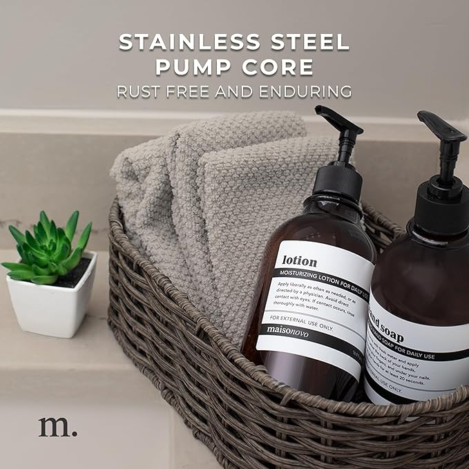 Shampoo and Conditioner Bottles Set of 3 Amber Black – Shower Shampoo Dispenser – Hotel Style Bathroom Upgrade by MaisoNovo