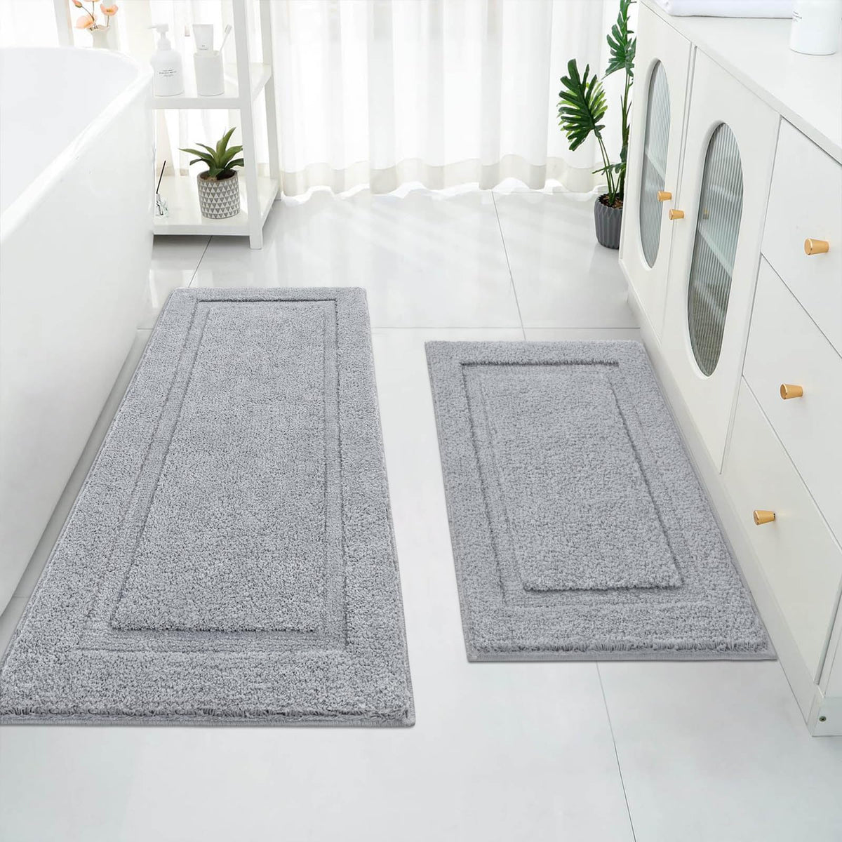 SHACOS Soft Microfiber Bathroom Rugs Set 2 Pieces with Toilet Rug