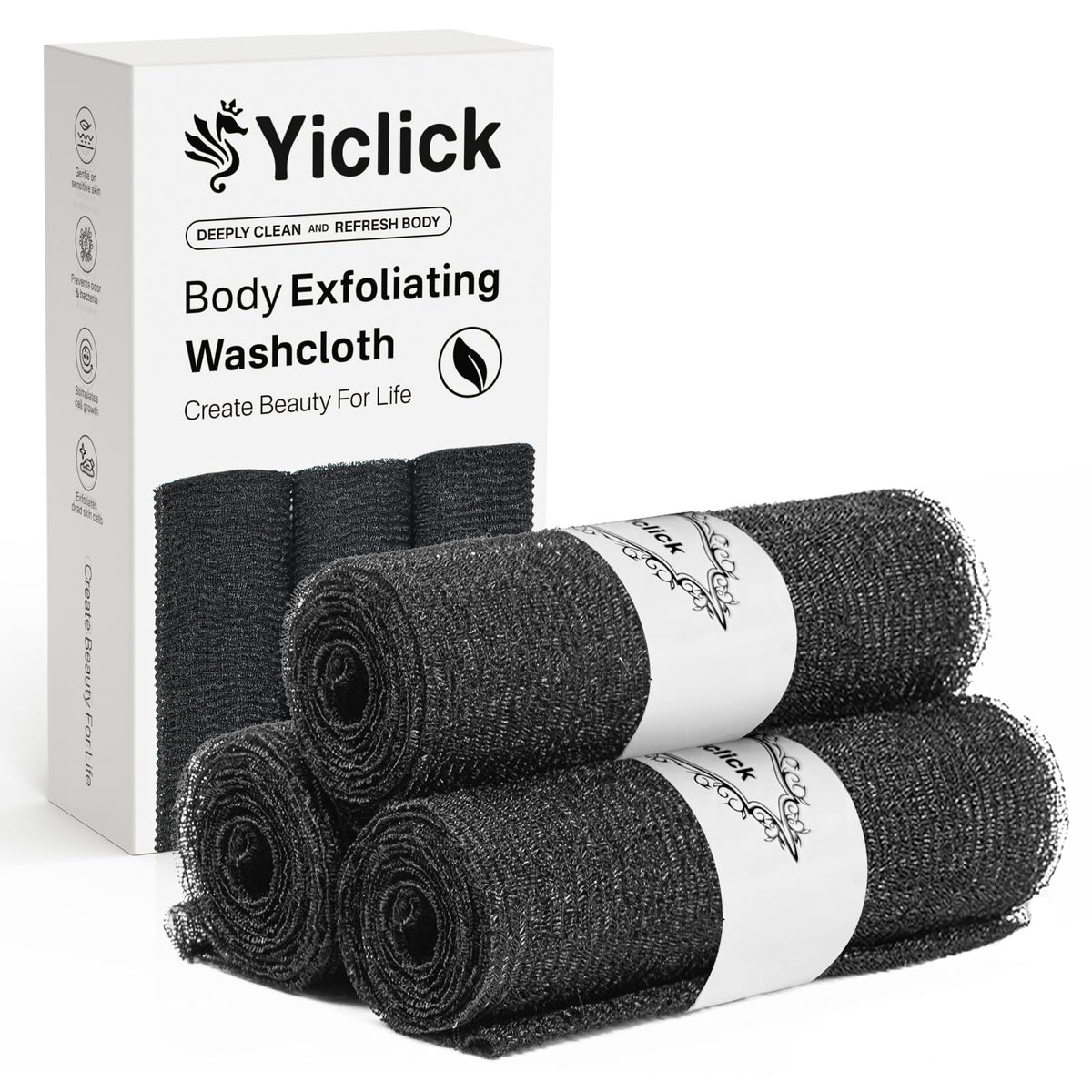 Yiclick Exfoliating Washcloth Towel, Japanese Exfoliating Wash Cloth, Korean Body Scrubber Exfoliator, Back Scrubber Washer for Shower Bath, Body Scrub African Net Sponge Loofah Luffa (Pink)