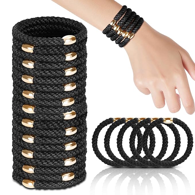 Hair Ties No Damage - 20PCS Ponytail Holders - Elastic Hair Ties for Thick Hair - Braided Hair Bands for Women Girls's Hair - Black
