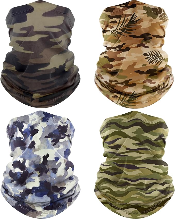 ROXUN Neck Gaiter, 4 Pack Summer Cooling Breathable Face Mask for Outdoors