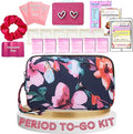 First Period Pal Pack to-Go Kit | 24 pcs | First Period Kit for Tweens | Teen Period Kit| Discrete Period Bag, Pads, Panty Liners, Period Kits for Tweens 10-12 (Gentle Flowers)