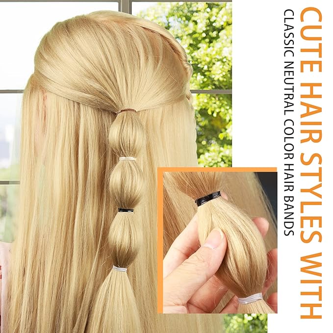 YGDZ Elastic Hair Bands, 5 Colors 600 pcs Hair Ties, Mini Hair Rubber Bands, Elastic Hair Ties for Girl, Ponytail Holders, Hair Accessories for Men, Women, Toddler, Neutral Colors