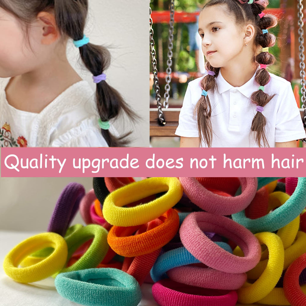 100 Pcs Baby Hair Ties, Seamless Cotton Toddler Hair Ties for Girls and Kids, Multicolor Small Soft No Damage Hair Elastics Ponytail Holders(10Colors)