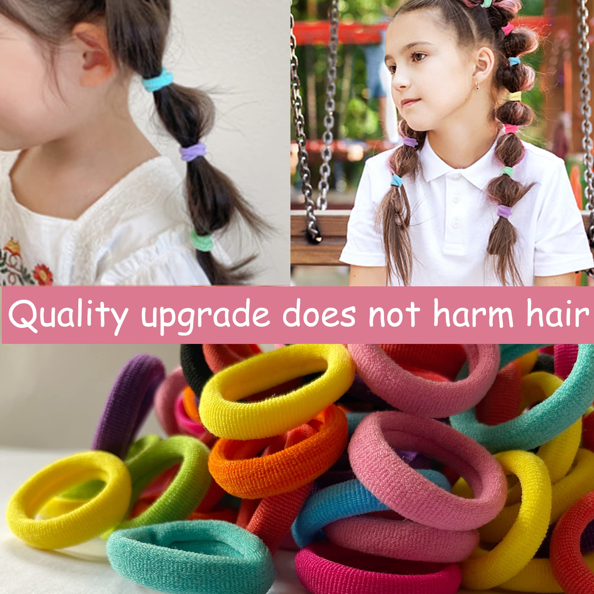 100 Pcs Baby Hair Ties, Seamless Cotton Toddler Hair Ties for Girls and Kids, Multicolor Small Soft No Damage Hair Elastics Ponytail Holders(10Colors)